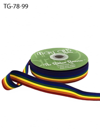 7/8 Inch Rainbow Grosgrain Rainbow Striped Ribbon With Woven Edge