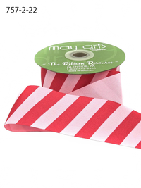 2 Inch Modern Diagonal Striped Fuchsia/Pink Grosgrain Ribbon With Woven Edge