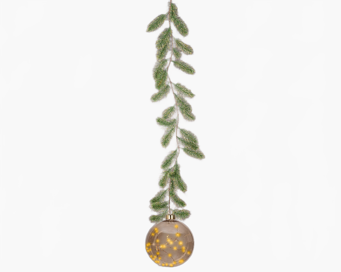 8" Micro LED Amber Ball Ornament Battery Operated