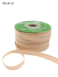 3/8 Inch Woven Light Pink/Ivory Stripes Grosgrain Stripe Ribbon With Woven Edge