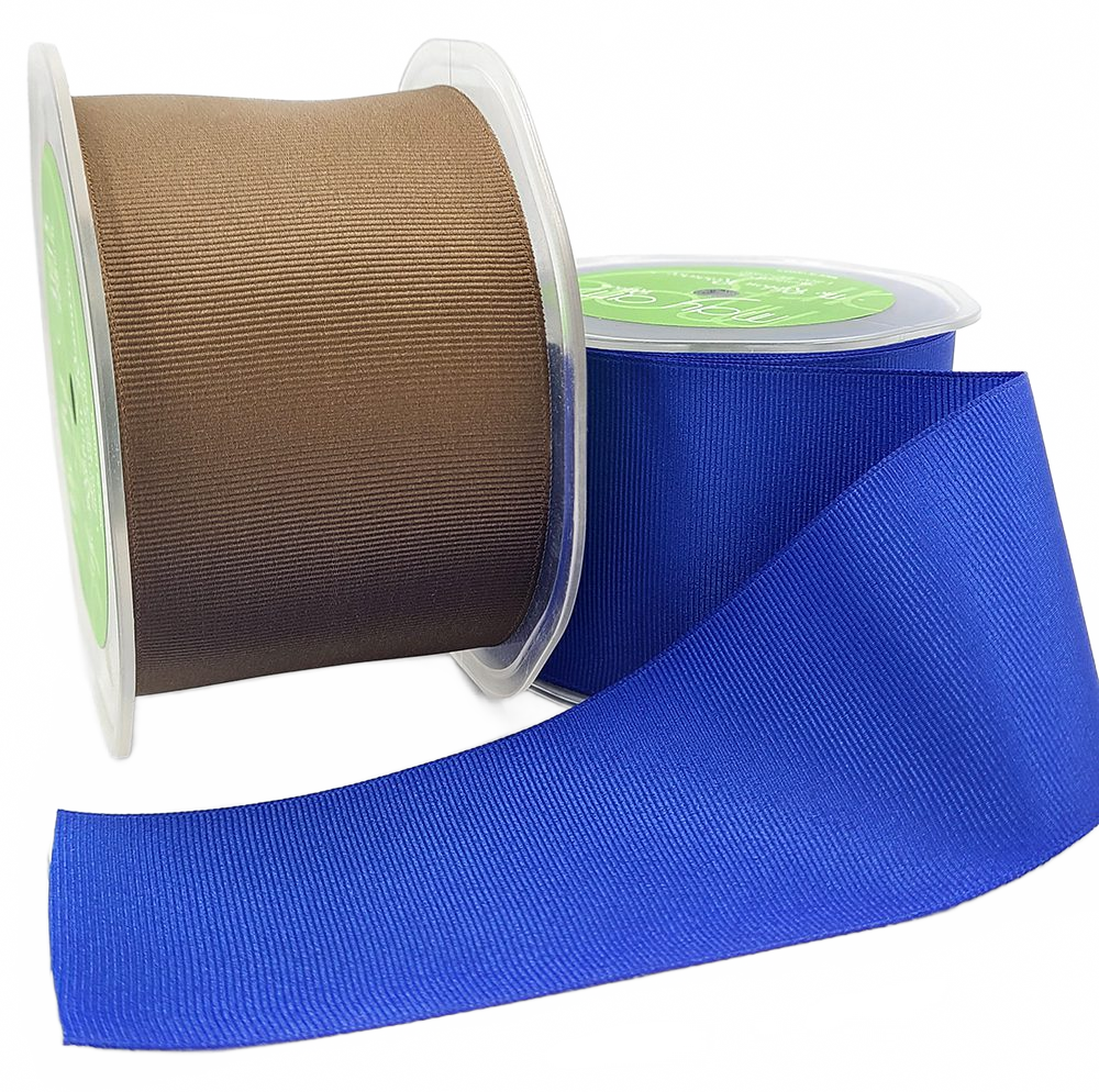 ~2.5 Inch Classic Royal Blue Grosgrain Ribbon With Woven Edge