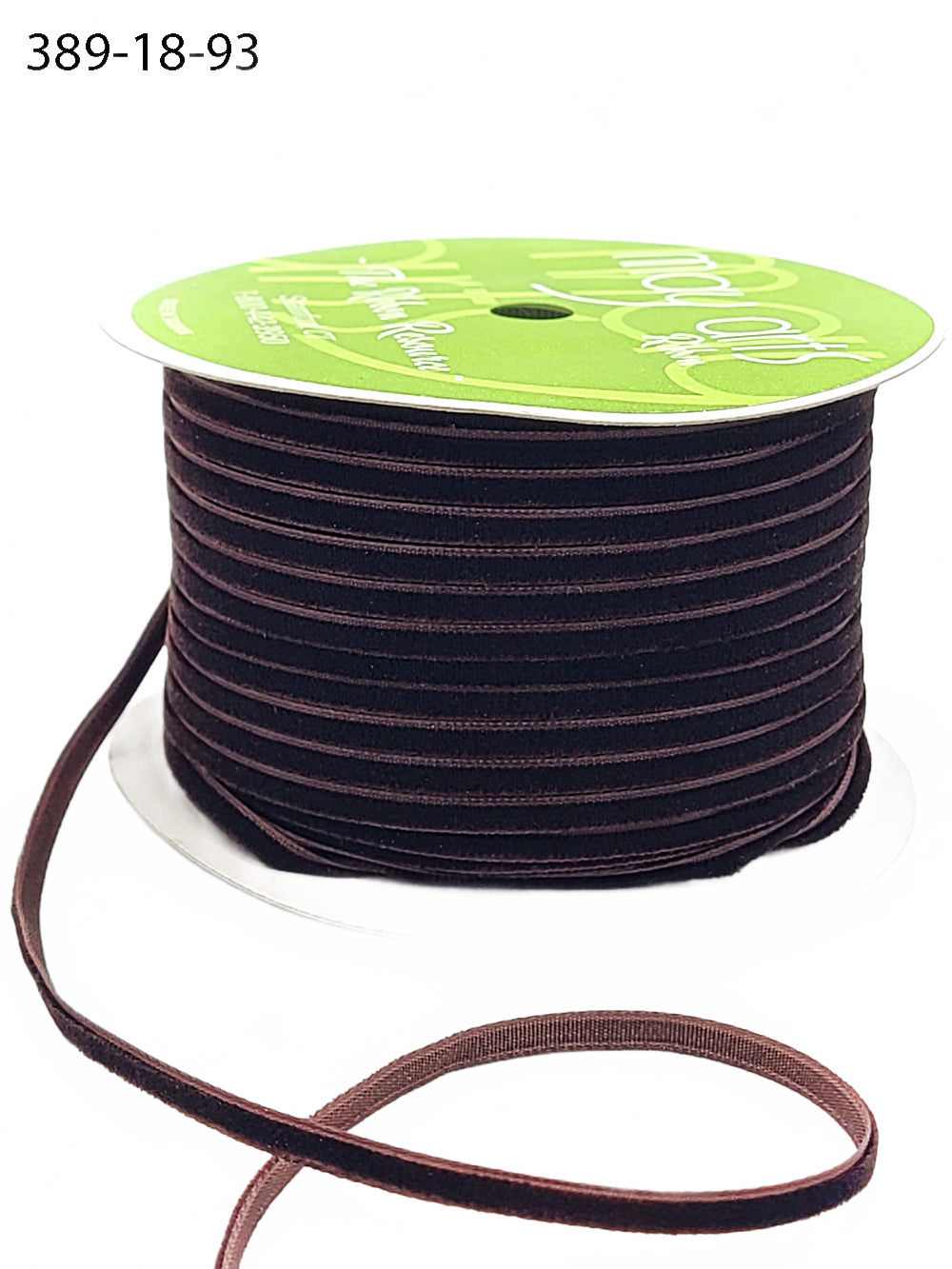1/8 Inch Dark Brown Velvet String Cord Ribbon With Woven Edge