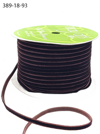 1/8 Inch Dark Brown Velvet String Cord Ribbon With Woven Edge