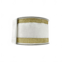 Ribbon Pleated Border White And Gold