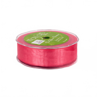 1 Inch Soft Shimmer Watermelon Sheer Ribbon With Cut Edge