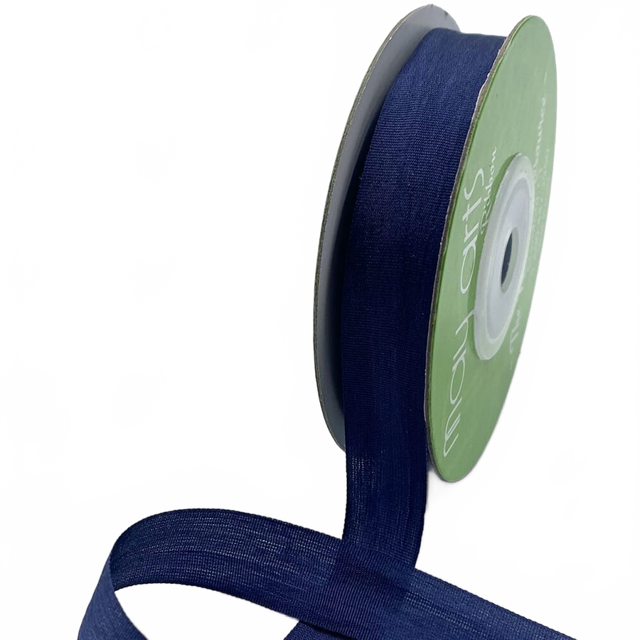 1/2 Inch 100% Hand-Dyed Navy Blazer Silk Ribbon With Woven Edge
