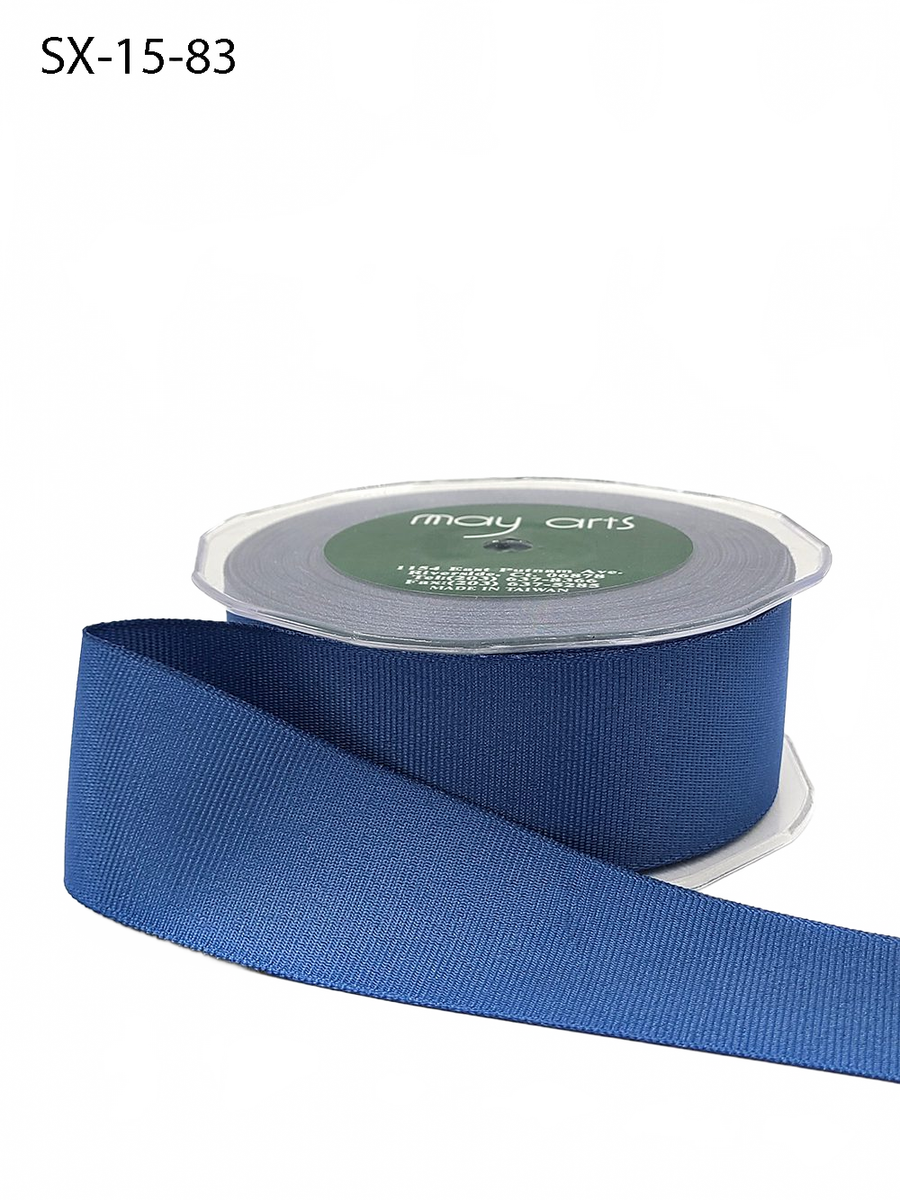 ~1.5 Inch Heavy-Weight (Higher Thread Count) Classic Slate Blue Grosgrain Ribbon With Woven Edge