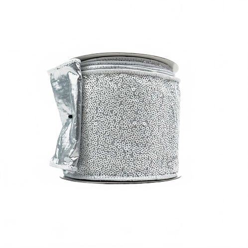 Ribbon Sequin Embroidery 4" White