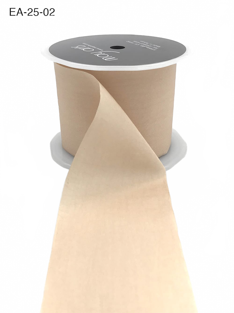 2.5 Inch Wrinkled Faux Champagne Silk Ribbon With Cut Edge