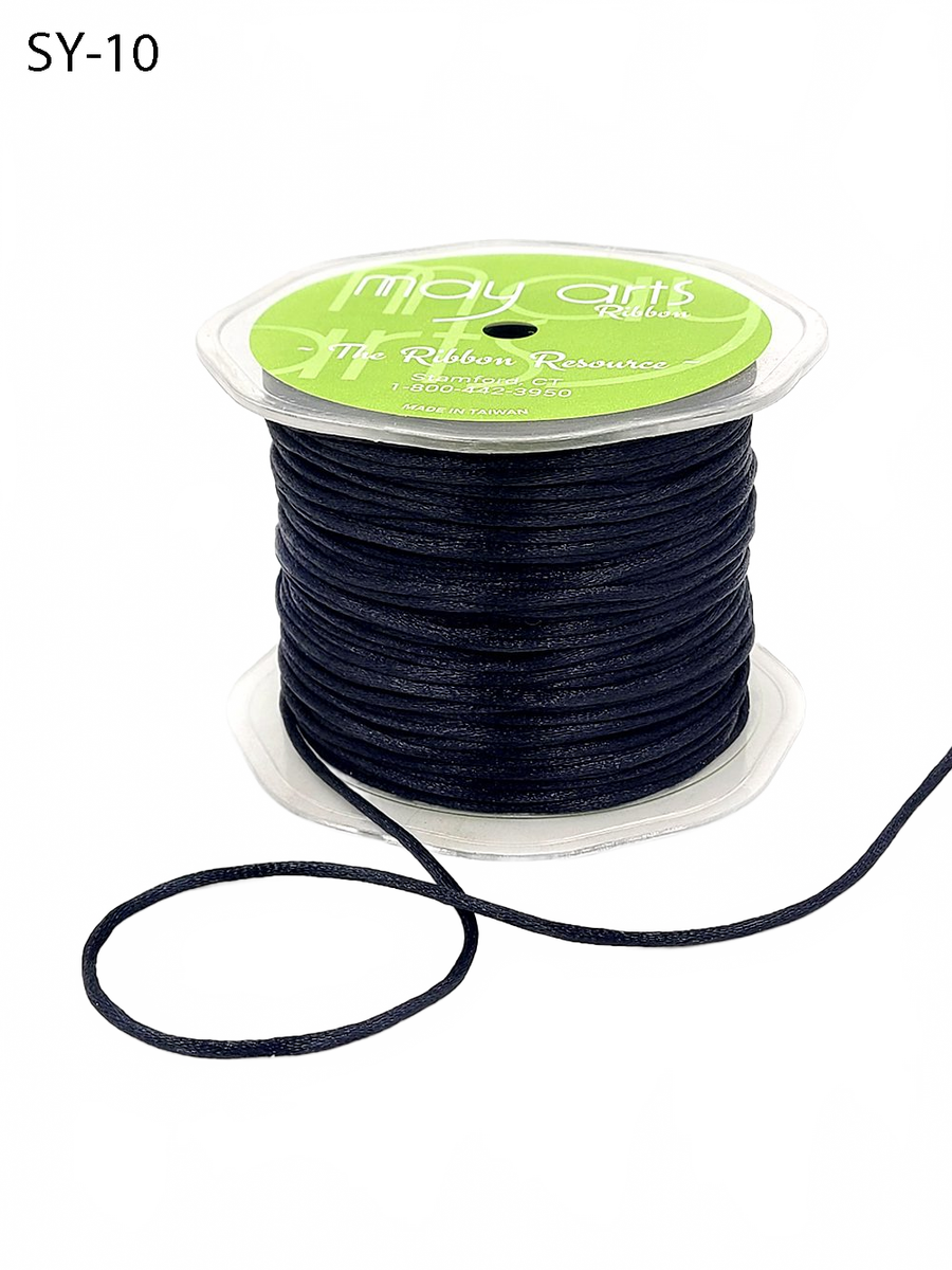 1/8 Inch Black Satin String Cord Ribbon