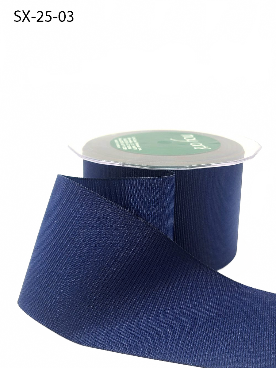 ~2.5 Inch Heavy-Weight (Higher Thread Count) Classic Navy Grosgrain Ribbon With Woven Edge