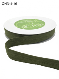 3/4 Inch 100% Cotton Classic Medium Weight Olive Twill Ribbon With Woven Edge