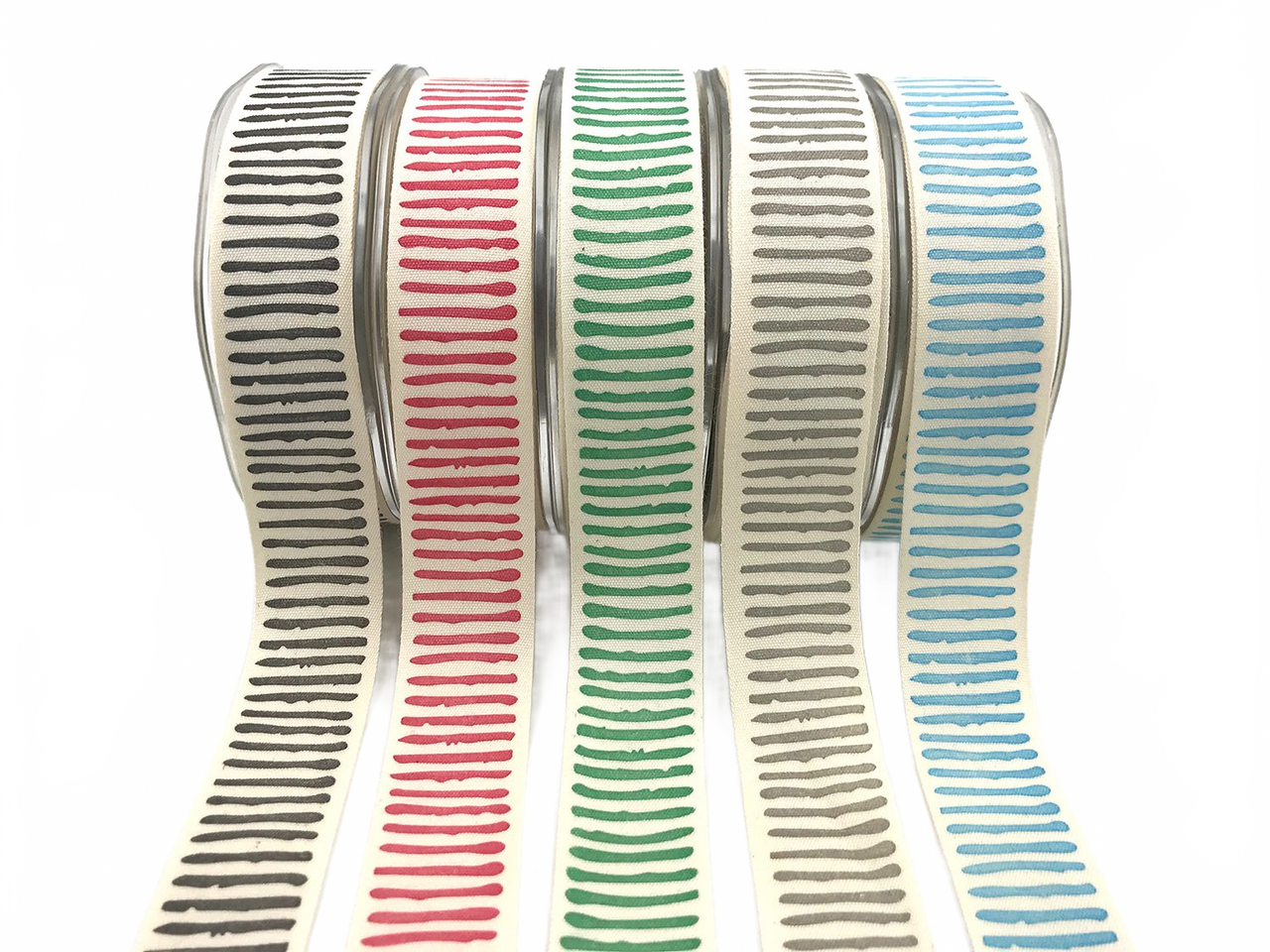 1 Inch Cotton Paint Stripe Print Ribbon With Woven Edge