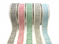 1 Inch Cotton Paint Stripe Print Ribbon With Woven Edge