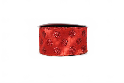 Ribbon Glit Polka Dots 2.5X10 Red