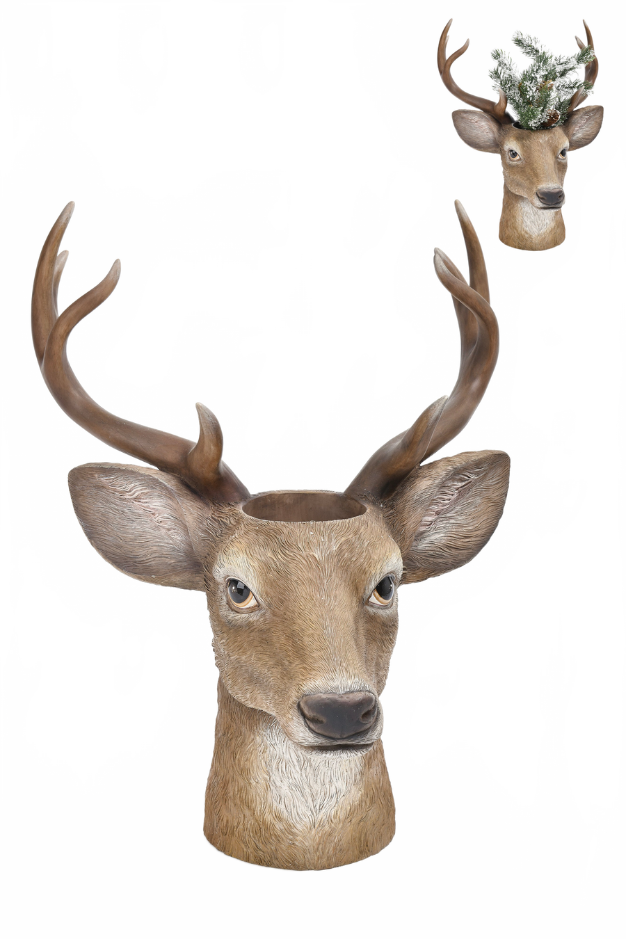 Deer Head Vase, Brown