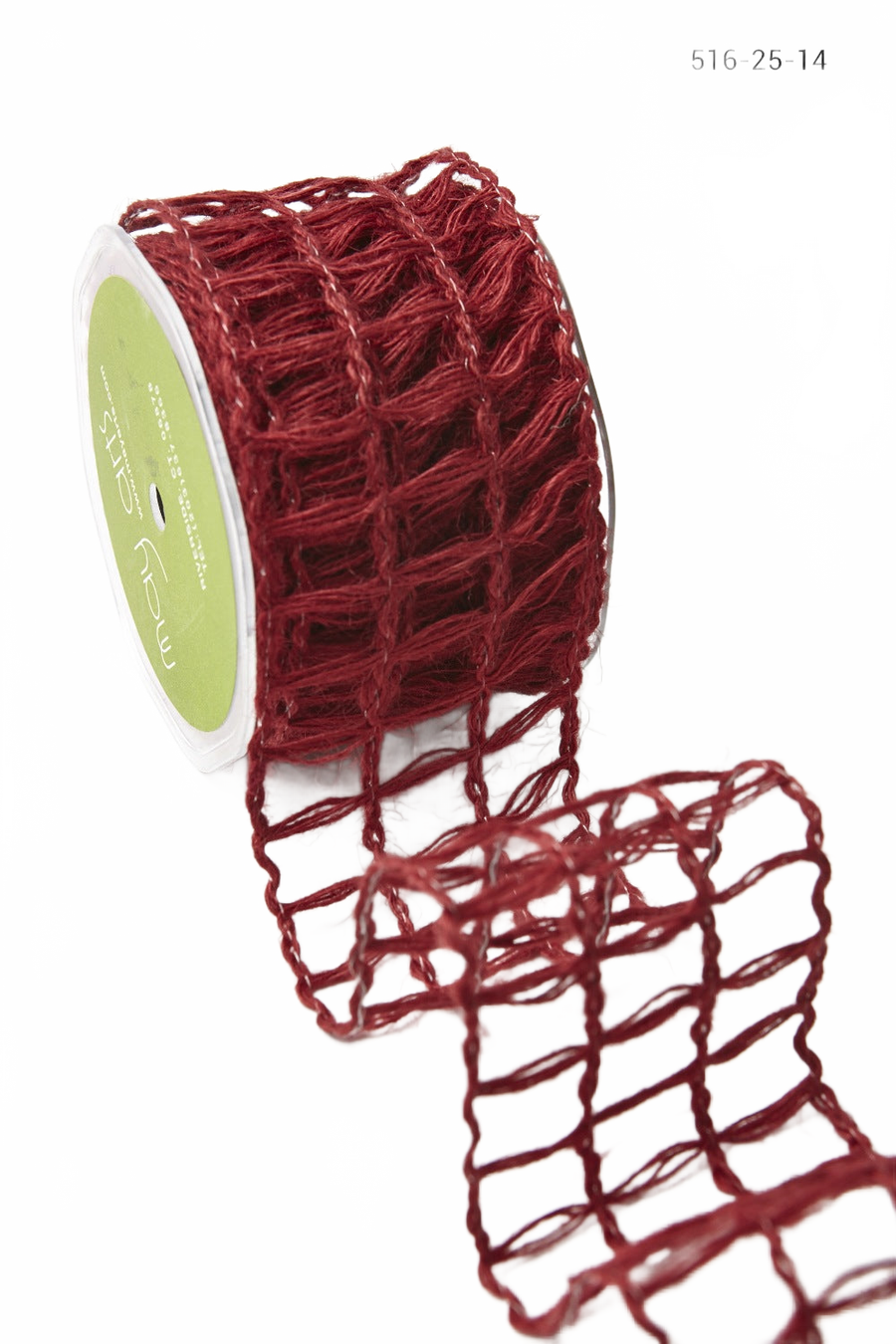 2.5 Inch Open Weave Red Burlap Net Ribbon With Wired Edge