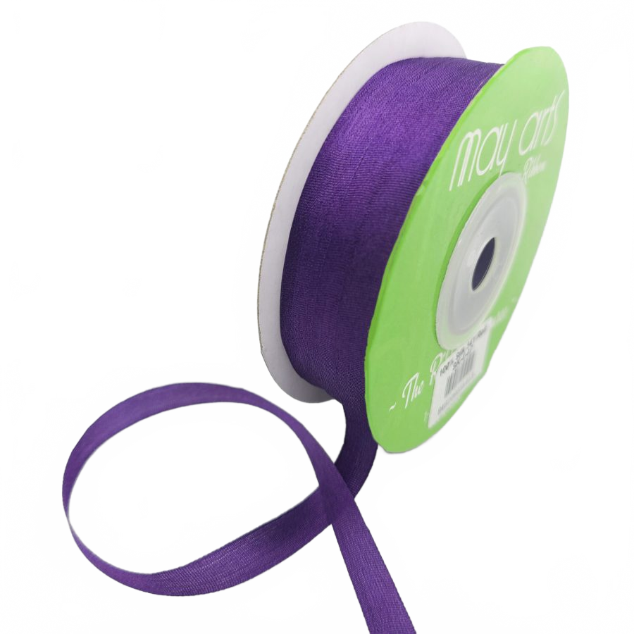 100% Hand-Dyed 1/4 Inch Violet Silk Ribbon With Woven Edge