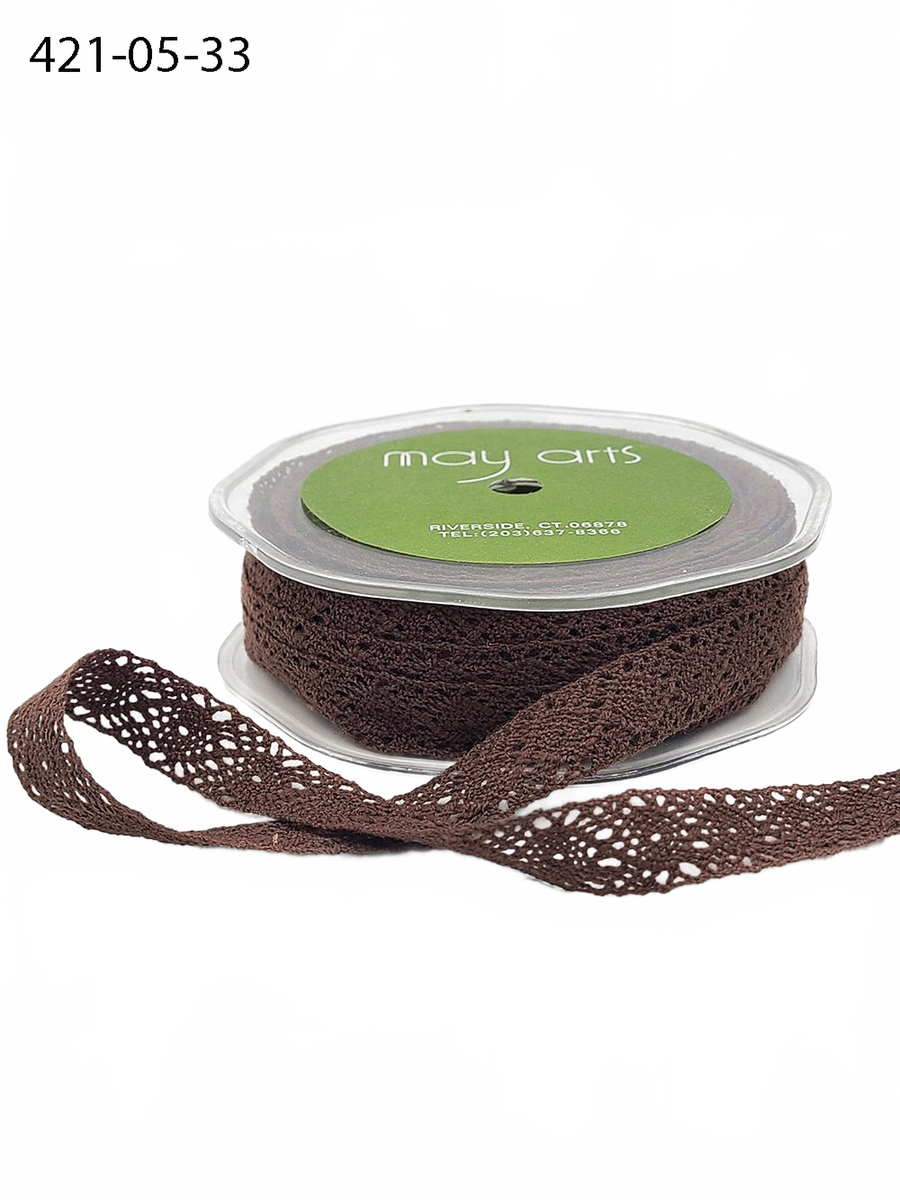 1/2 Inch Crochet Brown Ribbon