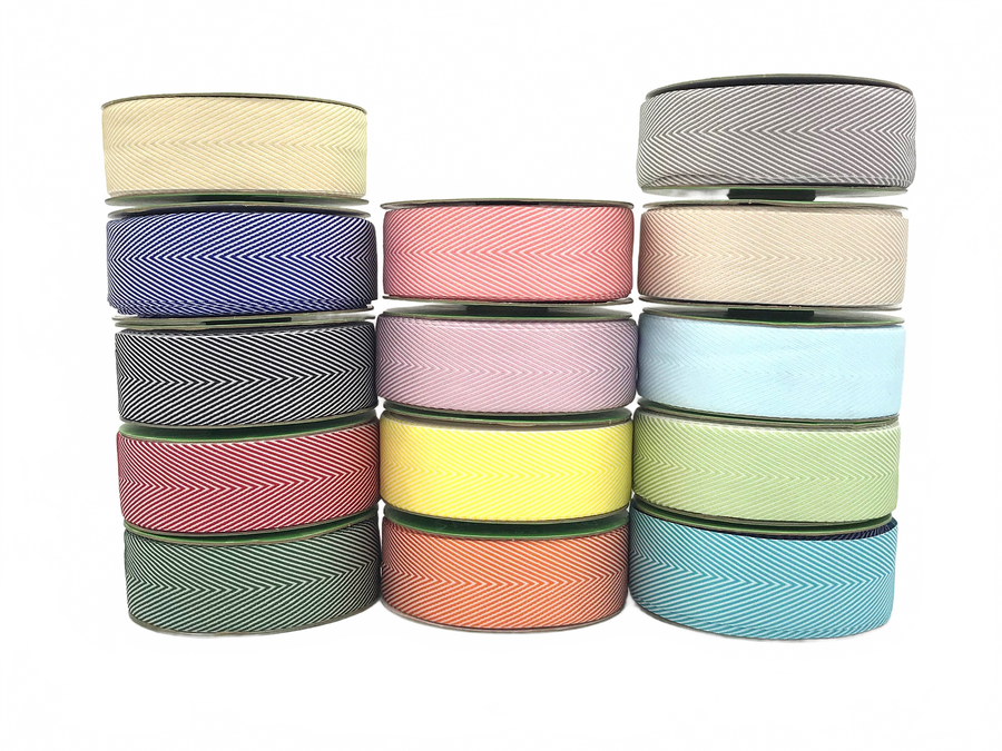 1.5 Inch Twill Chevron Stripe Ribbon With Woven Edge