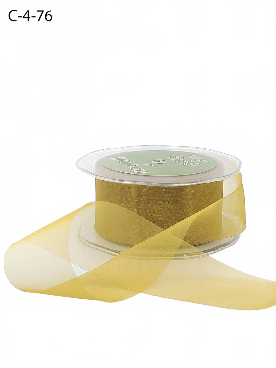 1.5 Inch Soft Shimmer Butterscotch Sheer Ribbon With Cut Edge