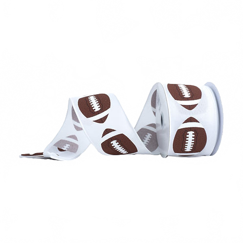 Ribbon 2.5" Footballs On Royal White And Brown