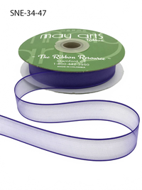 ~3/4 Inch Soft Purple Sheer Ribbon With Thin Solid Edge