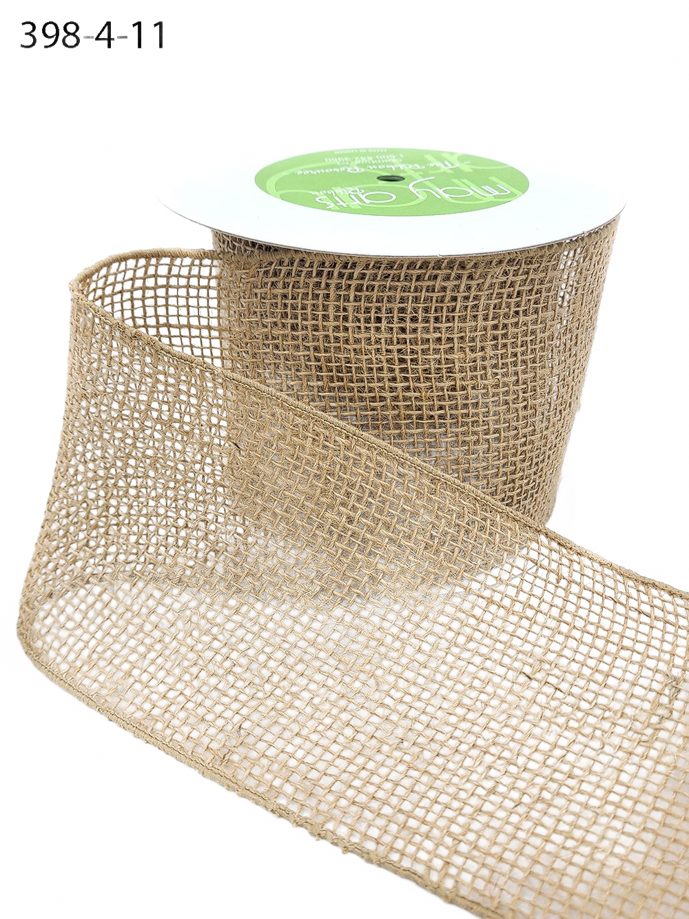 4 Inch Classic 100% Jute Natural Burlap Loose Weave Ribbon With Wired Edge