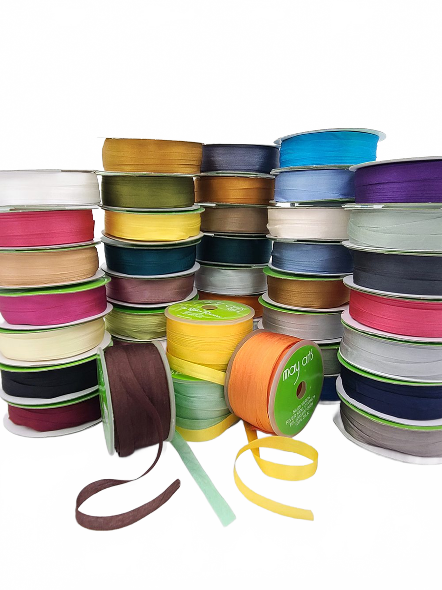 100% Hand-Dyed 1/4 Inch Muted Clay Silk Ribbon With Woven Edge
