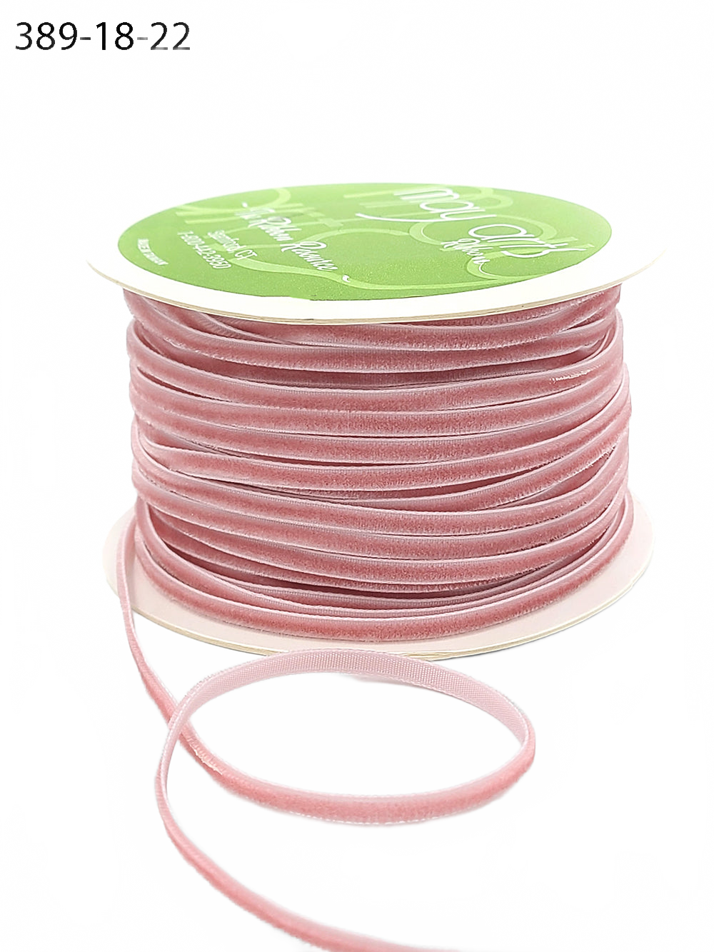 1/8 Inch Light Pink Velvet String Cord Ribbon With Woven Edge