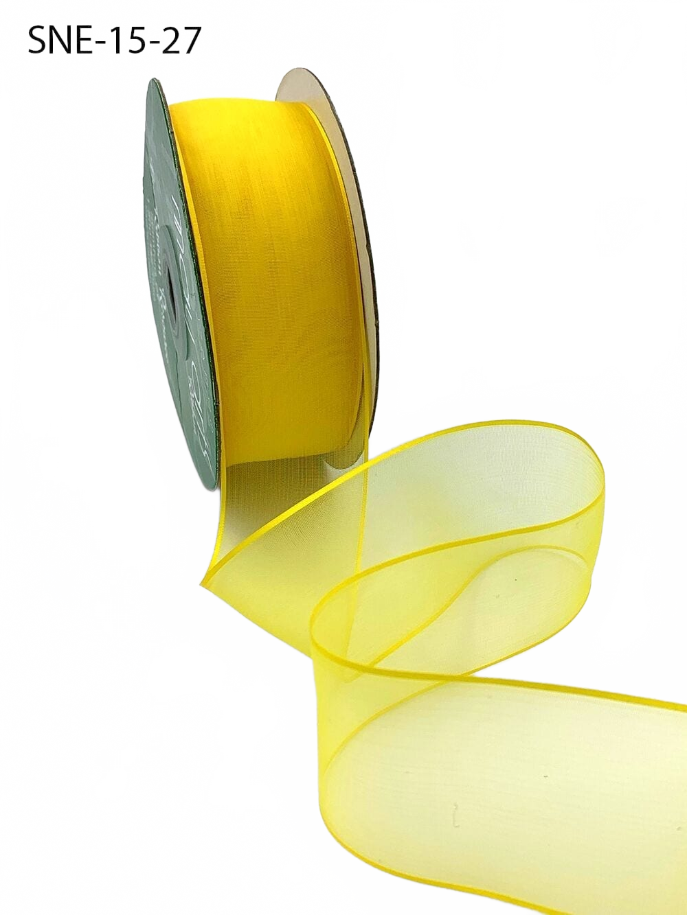 1.5 Inch Soft Yellow Sheer Ribbon With Thin Solid Edge