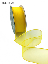 1.5 Inch Soft Yellow Sheer Ribbon With Thin Solid Edge