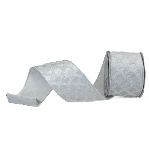 Ribbon 4" Velvet Lattice White