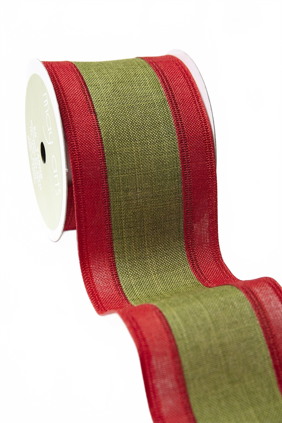 2.5 Inch Faux Linen Center Stripe Ribbon With Woven Edge