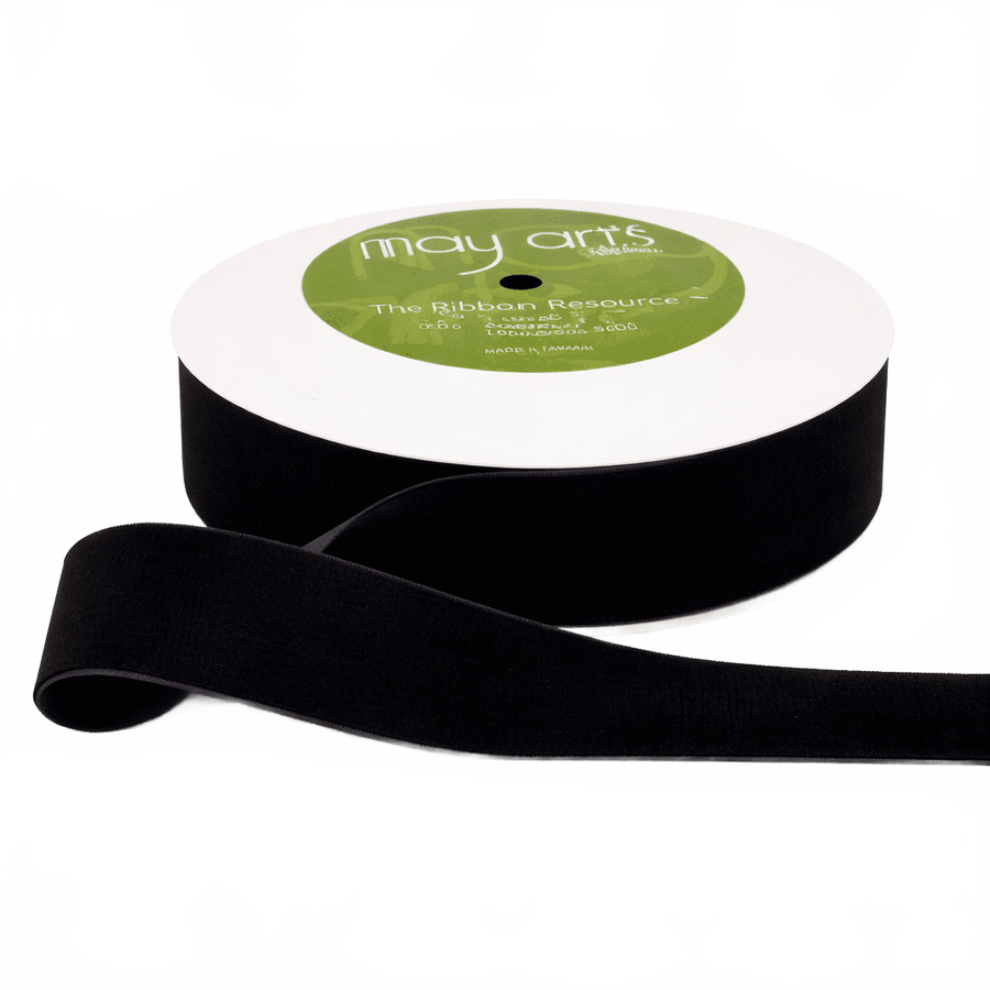 1.5 Inch Classic Black Velvet Ribbon With Woven Edge