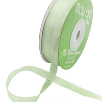 100% Hand-Dyed 1/4 Inch Mint Green Silk Ribbon With Woven Edge
