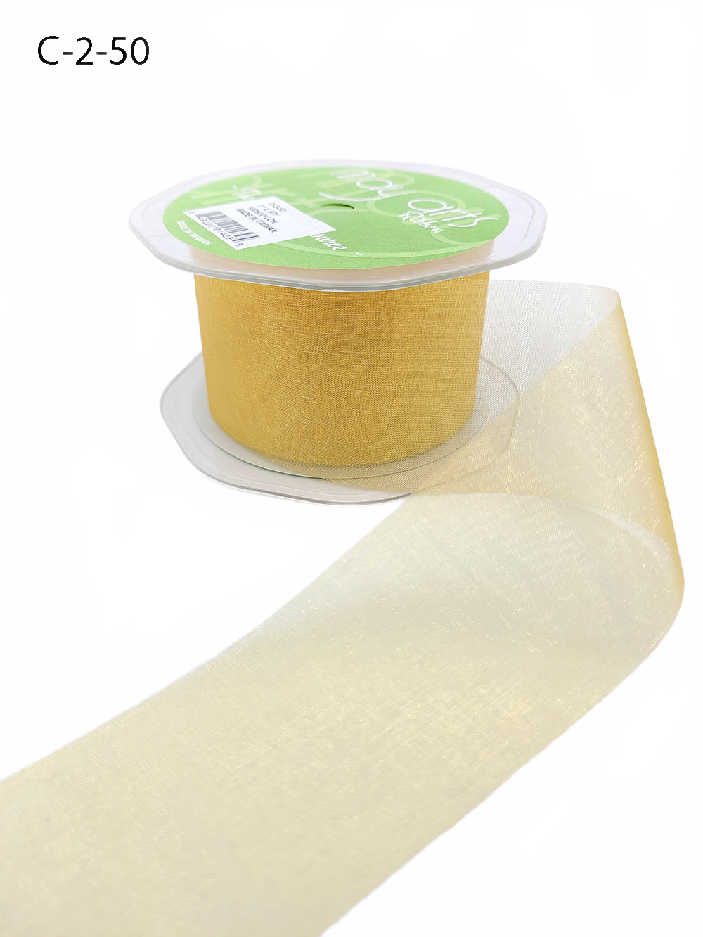 2 Inch Soft Shimmer Dark Gold Organza Ribbon