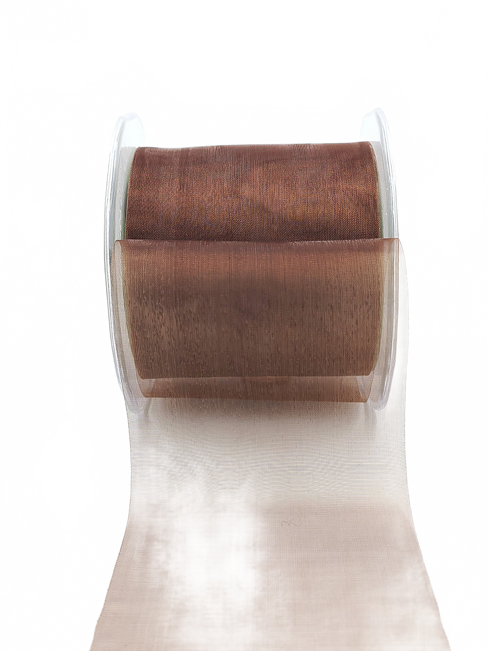 3 Inch Soft Shimmer Brown Sheer Ribbon With Cut Edge