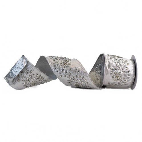 Ribbon 4" Metallic Lame Silver
