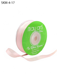 1/4 Inch 100% Hand-Dyed Variegated (Multi-Color) Pink/Champagne Silk Ribbon With Woven Edge