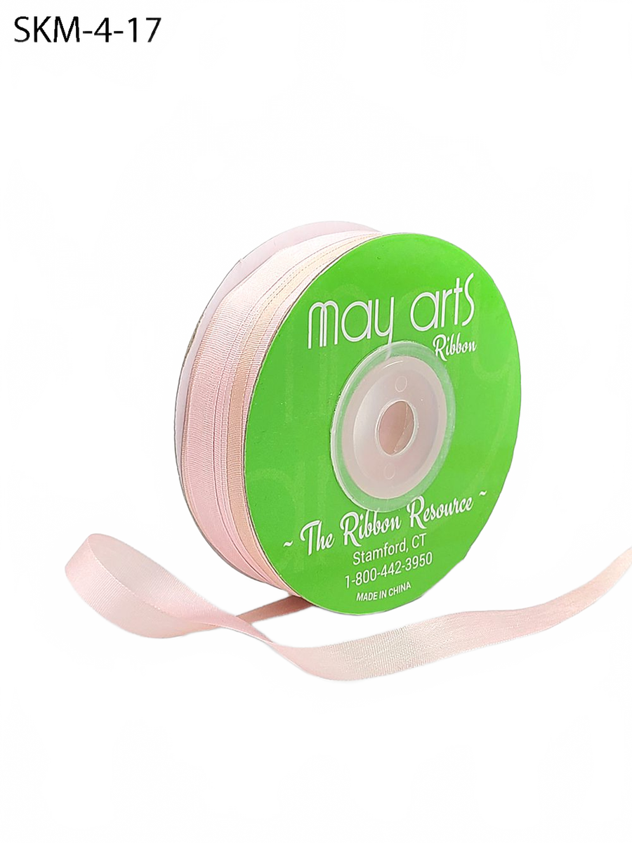 1/4 Inch 100% Hand-Dyed Variegated (Multi-Color) Pink/Champagne Silk Ribbon With Woven Edge