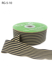 1.5 Inch Woven Black/Oatmeal Stripes Grosgrain Stripe Ribbon With Woven Edge
