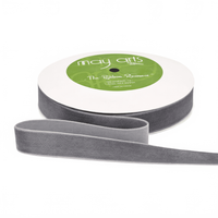 3/4 Inch Classic Pewter Velvet Ribbon With Woven Edge