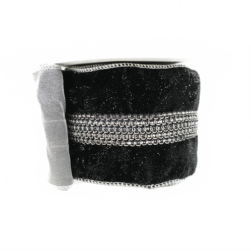 Ribbon 4" Black Velvet Sequin Center