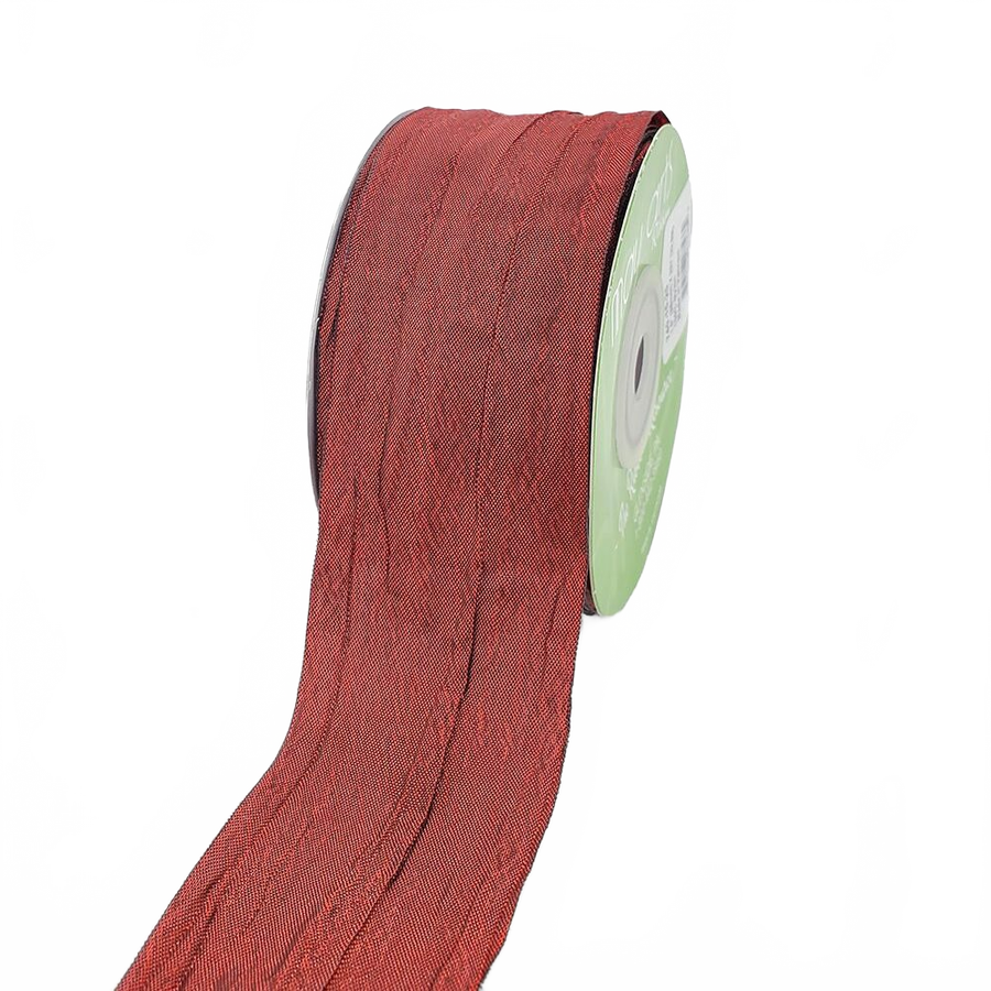 1.5 Inch Bespoke Crinkle Iridescent Burgundy Ribbon