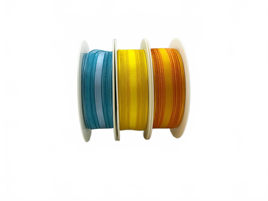 1″ Woven Sheer Ribbon With Tone On Tone Stripes