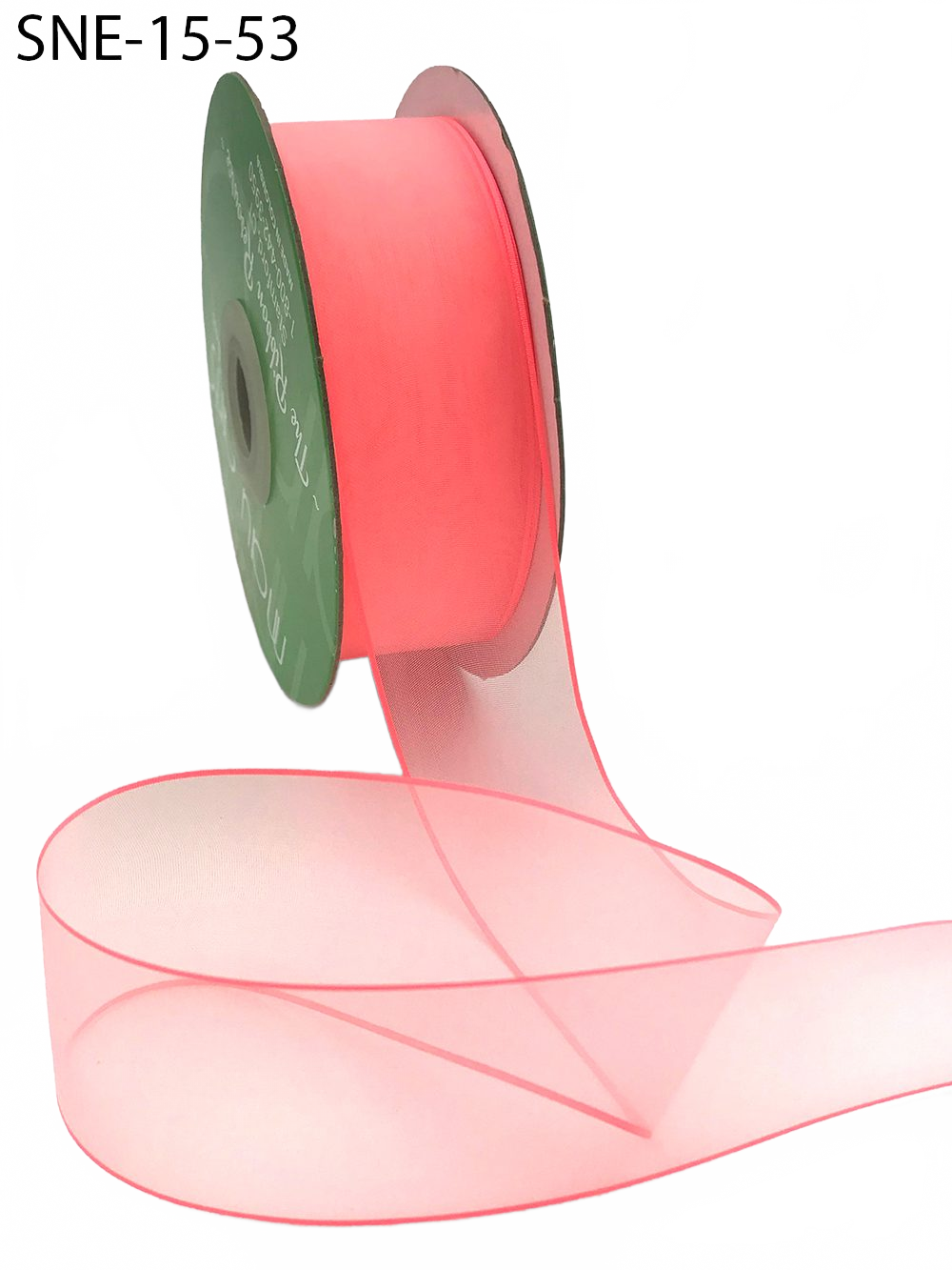 1.5 Inch Soft Neon Watermelon Sheer Ribbon With Thin Solid Edge