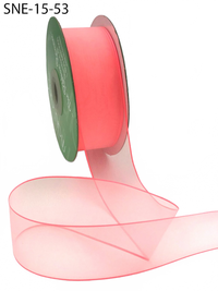 1.5 Inch Soft Neon Watermelon Sheer Ribbon With Thin Solid Edge