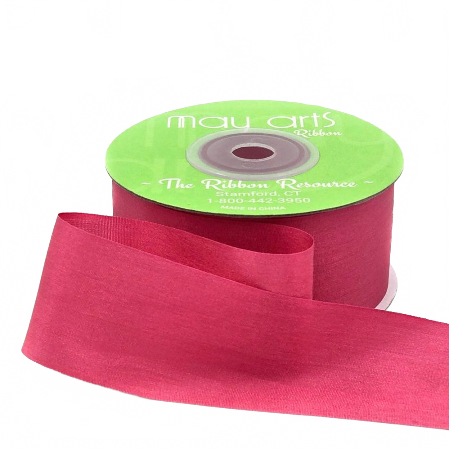 1.25 Inch 100% Hand-Dyed Watermelon Silk Ribbon With Woven Edge