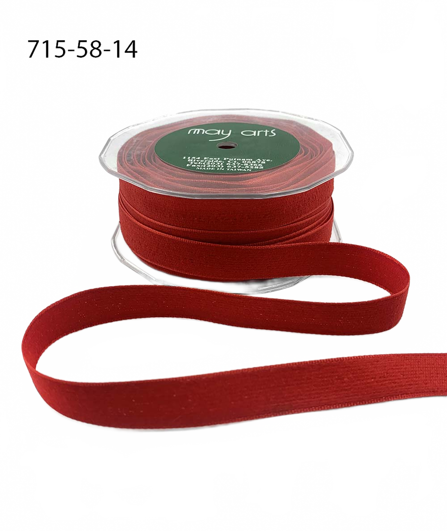 5/8 Inch Fuzzy Woven Red Ribbon